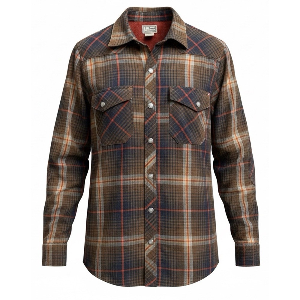 LL Bean Flannel Lined Shirt Jacket S Plaid Canvas Shacket Gorpcore Cabin Grunge